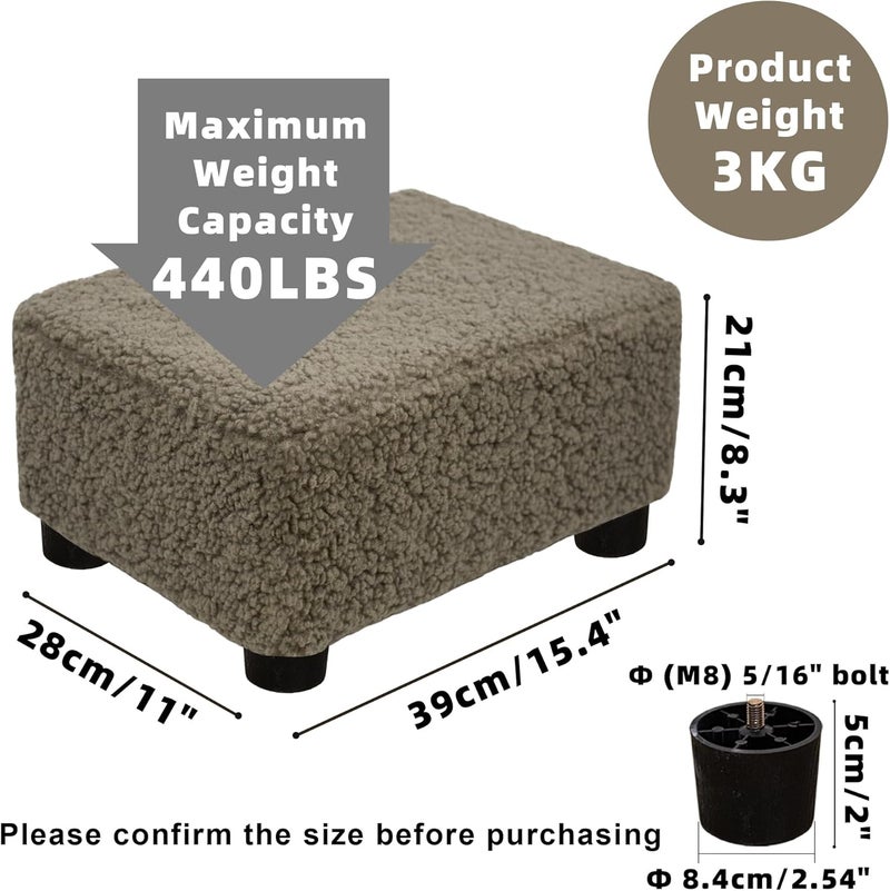 CAROLMADE  pouf صغير مع أرجل تحت المكتب مسند للقدم لغرفة المعيشة وغرفة النوم والمكتب، لون بني ناعم - Image 3
